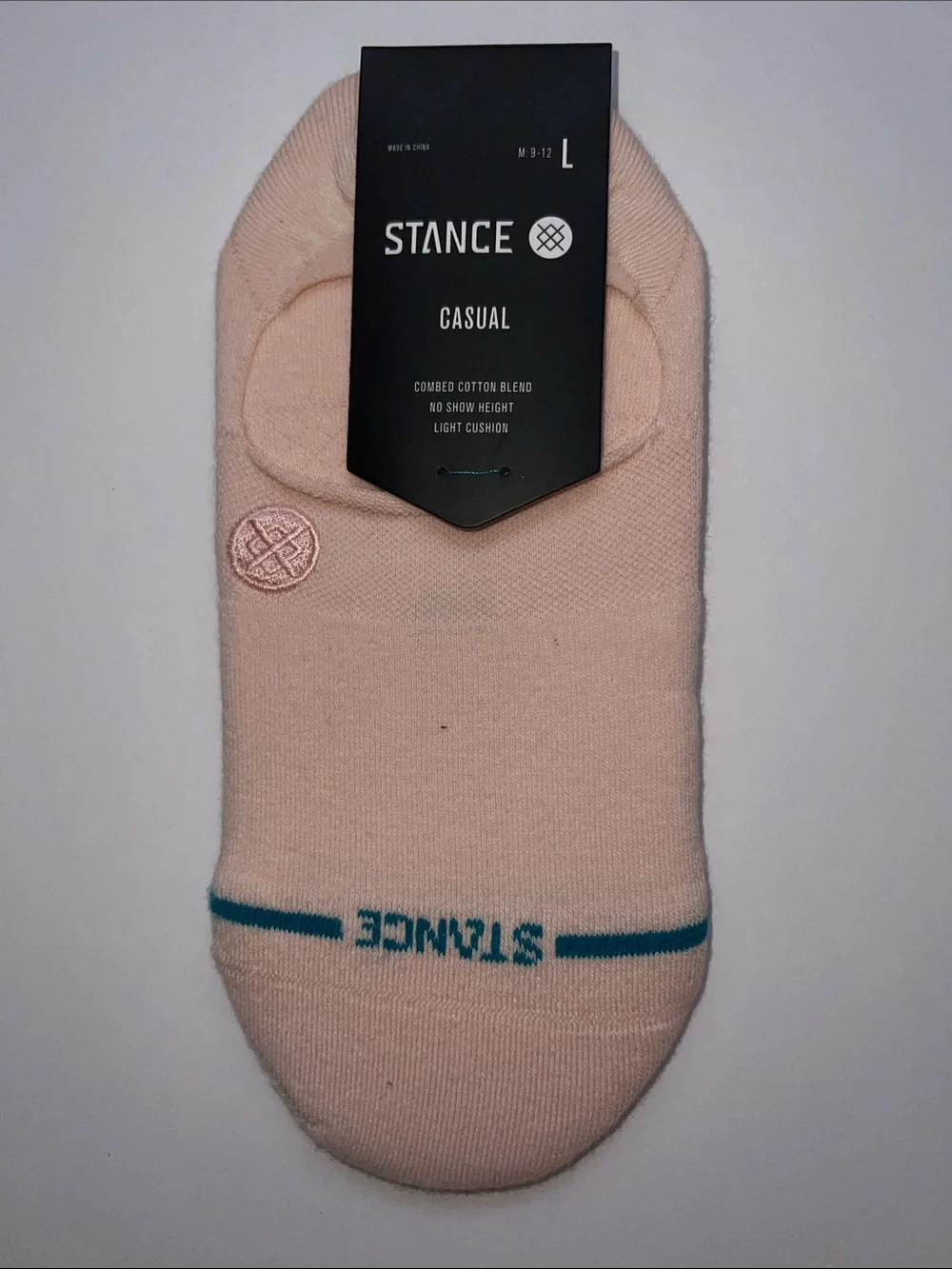 Stance ICON Women’s Casual No-Show Socks - Light Pink with Teal Accent